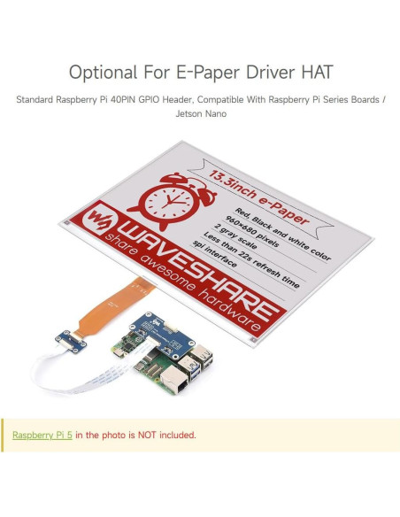 Pantalla E-Paper 13.3" Waveshare HAT 960x680 Compatible Raspberry Pi