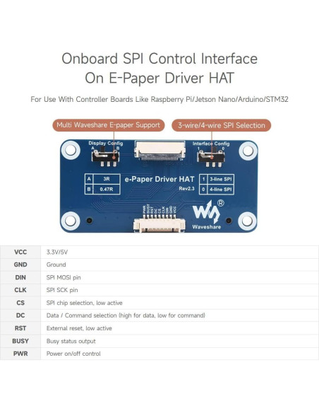 Pantalla E-Paper 13.3" Waveshare HAT 960x680 Compatible Raspberry Pi