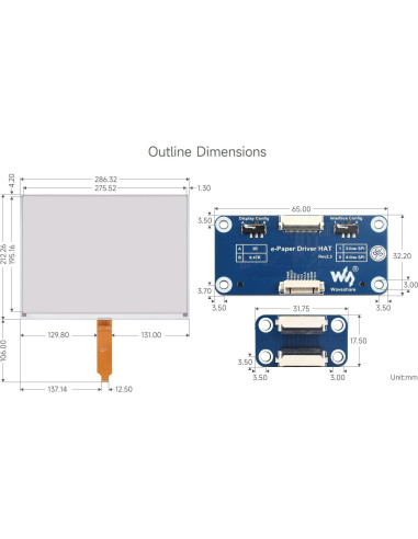 Pantalla E-Paper 13.3" Waveshare HAT 960x680 Compatible Raspberry Pi