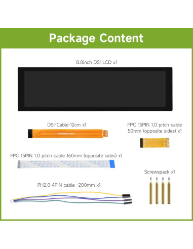 Pantalla Táctil DSI 22.4 cm Waveshare para Raspberry Pi 5/4B/3B
