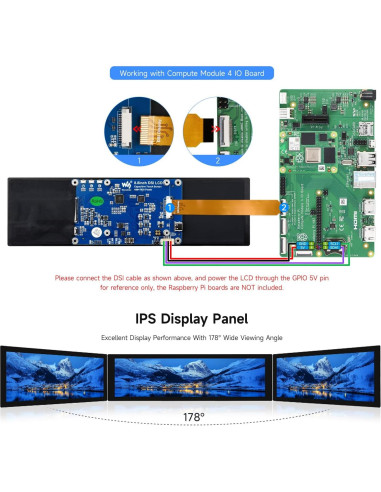 Pantalla Táctil DSI 22.4 cm Waveshare para Raspberry Pi 5/4B/3B