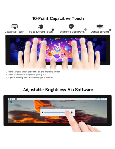 Pantalla Táctil DSI 22.4 cm Waveshare para Raspberry Pi 5/4B/3B