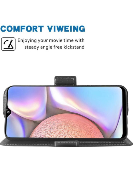 Funda Flip Wallet Samsung Galaxy A10S Cuero PU Negro con Soporte