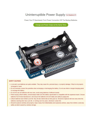 Fuente de Alimentación Ininterrumpida UPS HAT UeeKKoo para Raspberry Pi 4B/3B+