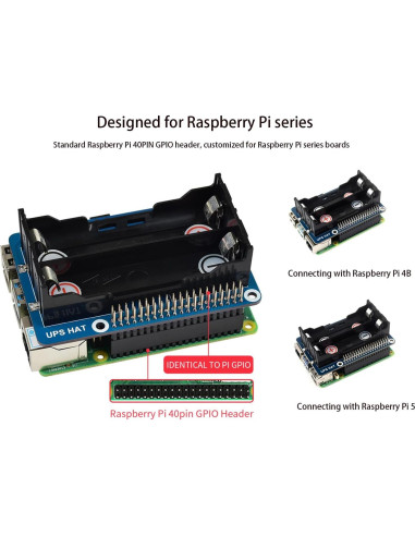 Fuente de Alimentación Ininterrumpida UPS HAT UeeKKoo para Raspberry Pi 4B/3B+