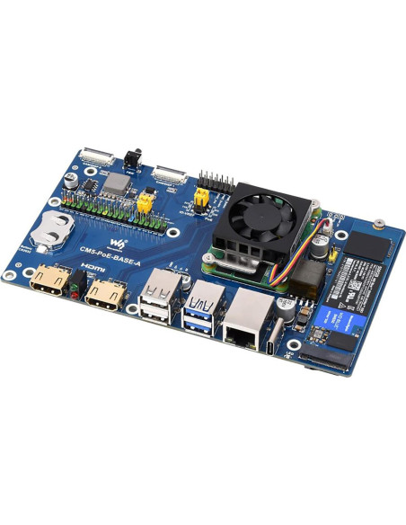 Placa Base PoE iiunius para Raspberry Pi CM5 con Soporte NVMe