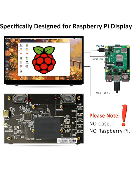 Monitor LCD 7" HAMTYSAN HDMI 800x480 para Raspberry Pi