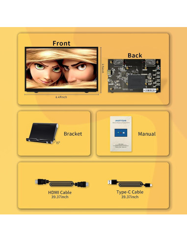 Monitor LCD 7" HAMTYSAN HDMI 800x480 para Raspberry Pi