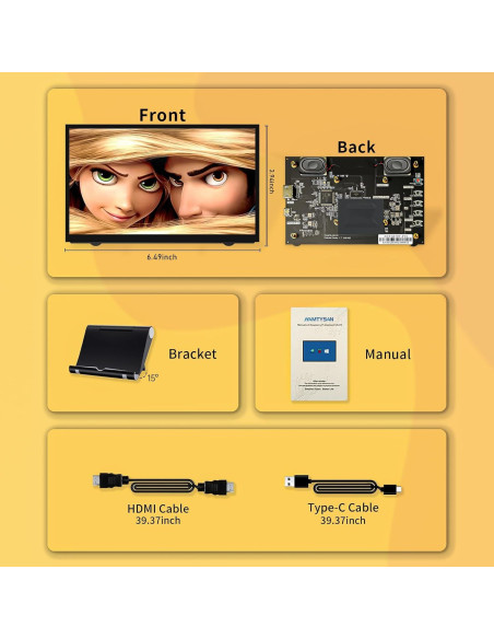 Monitor LCD 7" HAMTYSAN HDMI 800x480 para Raspberry Pi