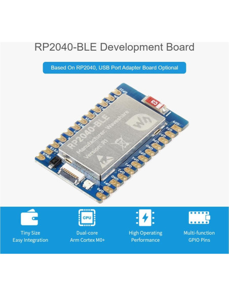 Placa de desarrollo RP2040-BLE Waveshare con USB tipo C