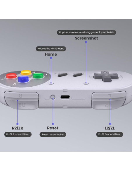 Controlador Inalámbrico SNES SAFFUN Multicolor Recargable