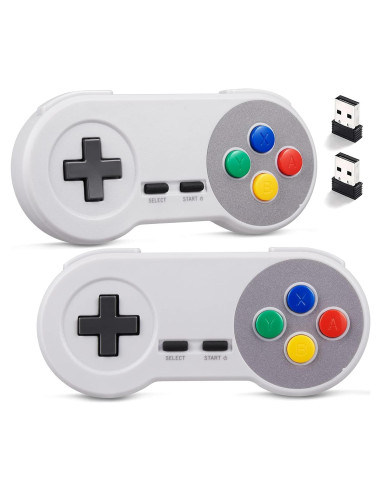 Paquete de 2 Controladores Inalámbricos USB Suily para SNES y NES