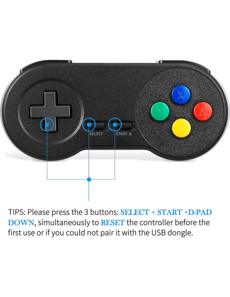 Paquete de 2 Controladores Inalámbricos USB Suily para SNES y NES