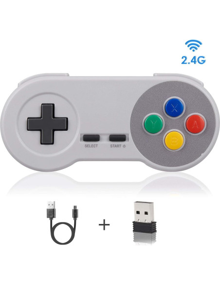 Paquete de 2 Controladores Inalámbricos USB Suily para SNES y NES