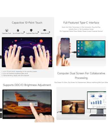 Pantalla Táctil AMOLED 13.3" 2K Waveshare 2560x1440 HDMI/Type-C