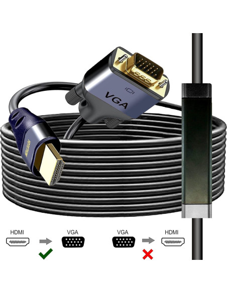 Cable HDMI a VGA 9.14m Lianjie 1080p Full HD Unidireccional