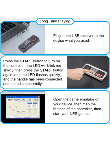 Controlador Inalámbrico KIWITATA NES USB para Juegos Retro PC