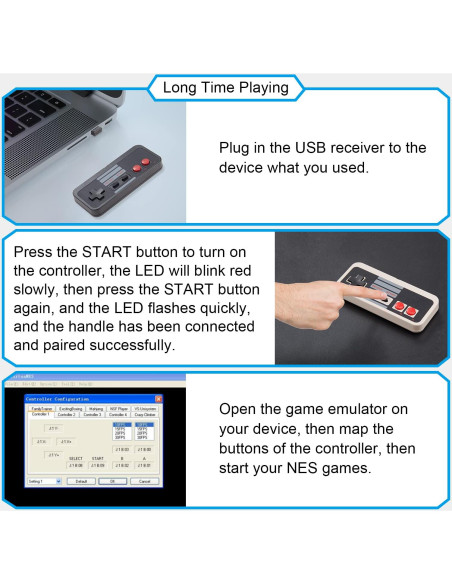Controlador Inalámbrico KIWITATA NES USB para Juegos Retro PC