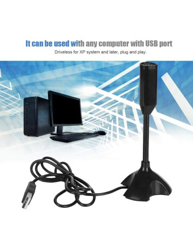 Micrófono USB Plug and Play T angxi para PC - Negro