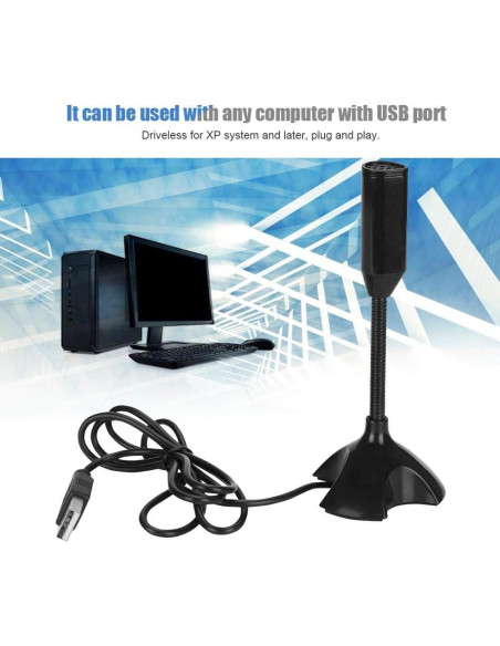Micrófono USB Plug and Play T angxi para PC - Negro
