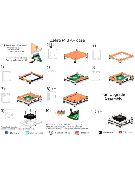 Funda C4Labs para Raspberry Pi 3 A+ - Hielo Negro