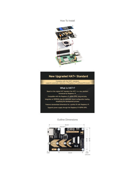 Adaptador PCIe a ETH y M.2 Coolwell para Raspberry Pi 5