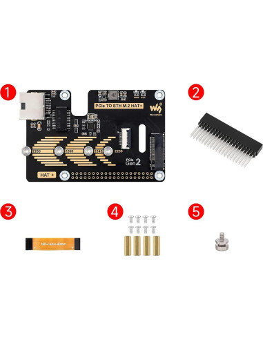 Adaptador PCIe a ETH y M.2 Coolwell para Raspberry Pi 5