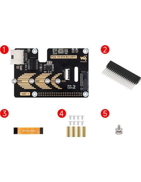 Adaptador PCIe a ETH y M.2 Coolwell para Raspberry Pi 5