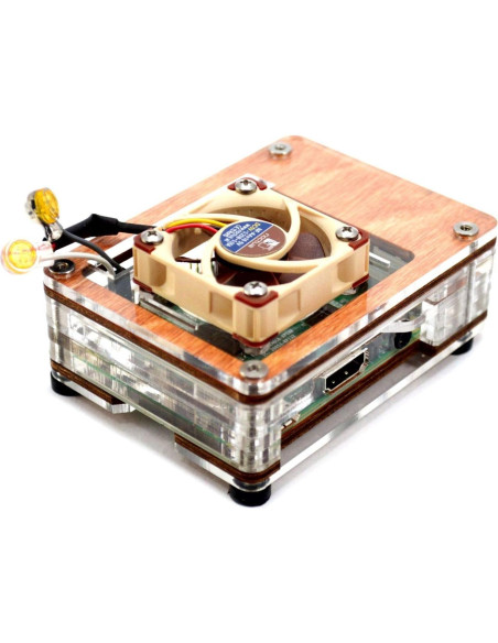 Funda Zebra Bagel C4Labs para Raspberry Pi 4B y 3B+ - Madera