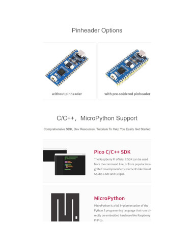 Placa Microcontrolador Coolwell RP2040-Plus 20g 133MHz USB-C