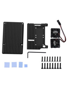 Caja de Aluminio con Doble Ventilador para Raspberry Pi 4B