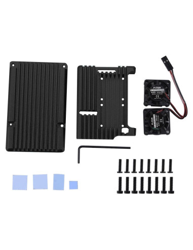 Caja de Aluminio con Doble Ventilador para Raspberry Pi 4B