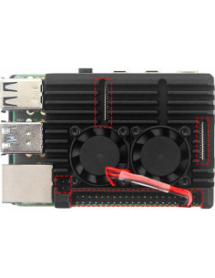 Caja de Aluminio con Doble Ventilador para Raspberry Pi 4B 2