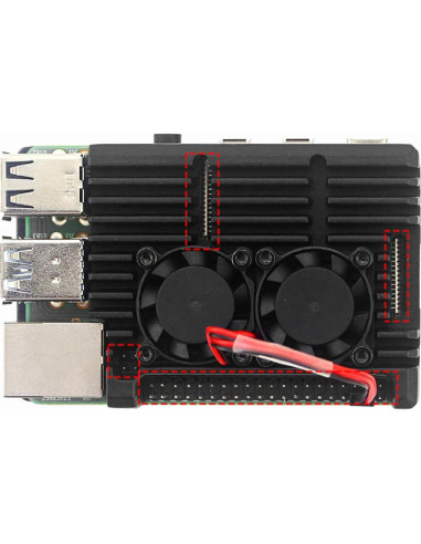 Caja de Aluminio con Doble Ventilador para Raspberry Pi 4B