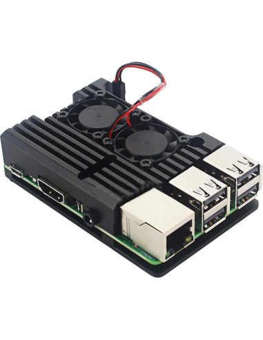 Caja de Aluminio con Doble Ventilador para Raspberry Pi 4B