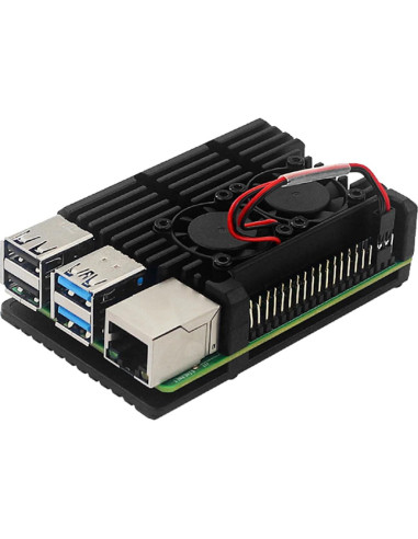 Caja de Aluminio con Doble Ventilador para Raspberry Pi 4B