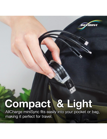 Cable Retráctil BoxWave miniSync AllCharge USB 91.44 cm Negro