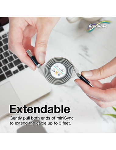 Cable Retráctil BoxWave USB-A a USB Tipo-C 10 cm a 93 cm