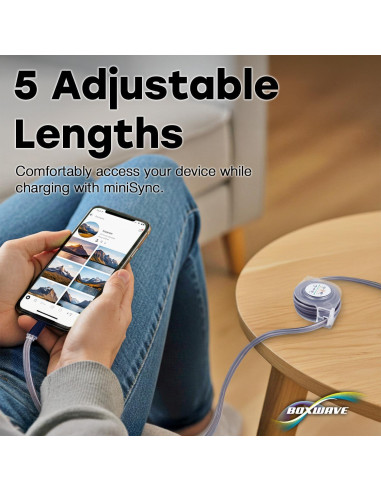 Cable Retráctil BoxWave USB-A a USB Tipo-C 10 cm a 93 cm