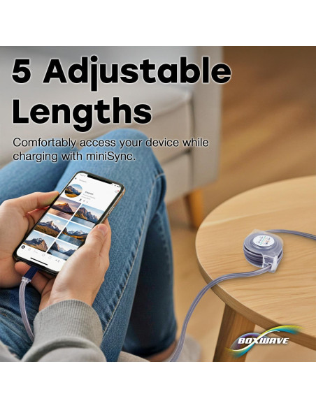 Cable Retráctil BoxWave USB-A a USB Tipo-C 10 cm a 93 cm