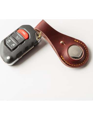 Porta llaves de cuero The Tulip Tree para Apple AirTag - Borgoña