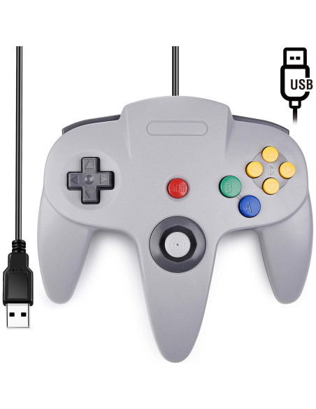 Paquete de 4 Controladores USB N64 SAFFUN con Palanca 3D