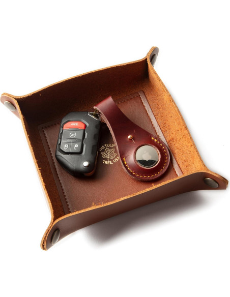 Porta llaves de cuero The Tulip Tree para Apple AirTag - Borgoña