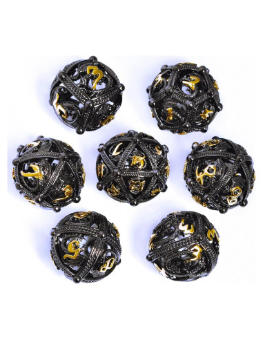Set de Dados de Metal D&D Dragón Negro 7 Piezas 142g