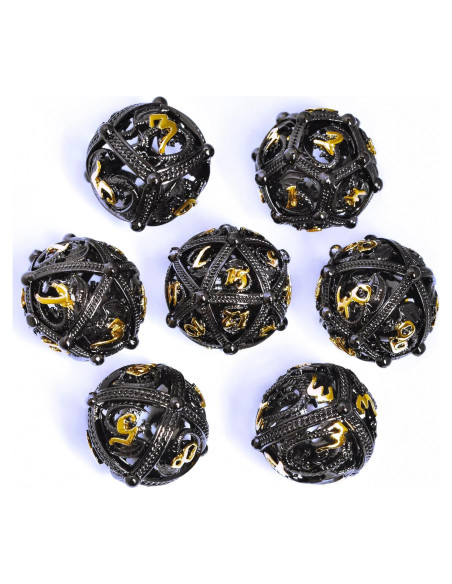 Set de Dados de Metal D&D Dragón Negro 7 Piezas 142g