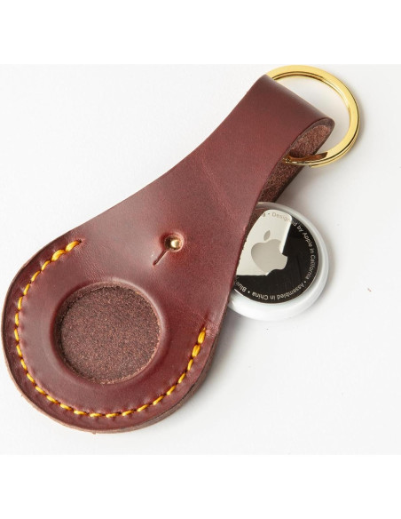 Porta llaves de cuero The Tulip Tree para Apple AirTag - Borgoña