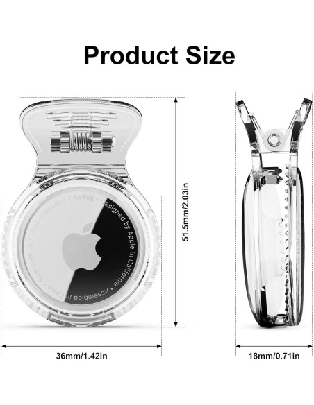 Soporte Clip para AirTag CITYWAY - Funda Transparente y Negra