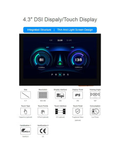 Pantalla DSI 4.3" Waveshare IPS 800x480 para Raspberry Pi 2