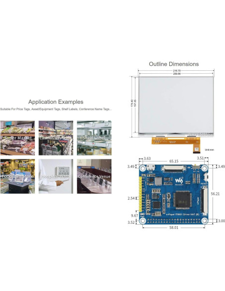 Pantalla E-Paper 10.3" Waveshare 1872x1404 Blanco/Negro