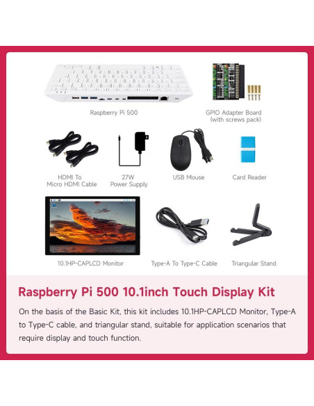 Kit Pantalla Táctil 10.1" Waveshare para Raspberry Pi 500